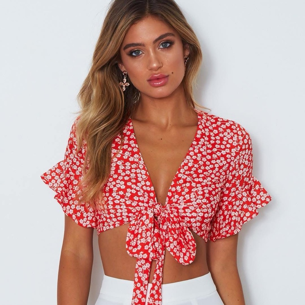 White Fox Summer Printed Crop Top